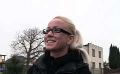 Czech Amateur Blonde With Glasses Banged In Public