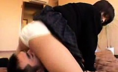 Naughty Japanese teen with a sensational ass rides a kinky