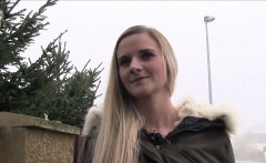 Natural busty Euro teen bangs in public