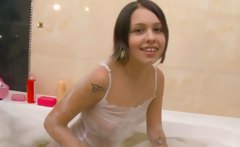 Young Foamed Teen Washing In A Bath