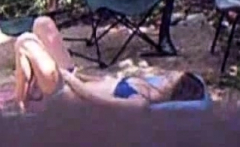 Hot teen caught fingering outdoor by a peeper