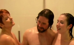 Join A Wild Swinger Threesome In The Shower Now!