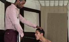 Black Hunk Makes Twink Suck A Huge Dildo And Fucks Him