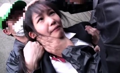 Mako Higashio Asian teen in school uniform licks ass