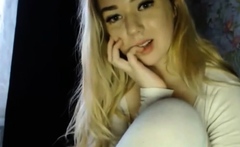 Stunning Blonde Teen reveals her small breasts