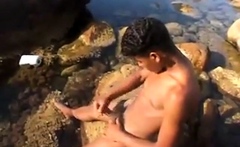 Tunisian Twink Wanks His Big Arab Dick Near The Beach