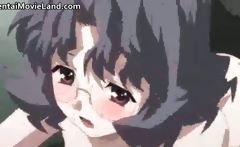 Innocent little anime brunette babe