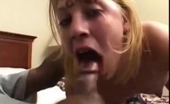 Amateur blonde teen stunner gobbles hard pov cock