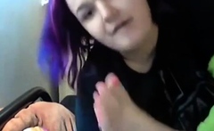 Goth Emo Girl Licks Her Own Feet
