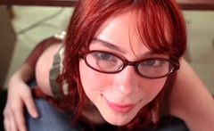 Redhead amateur bangs POV in public