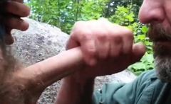 Older Man Sucks Young Cock Outdoors